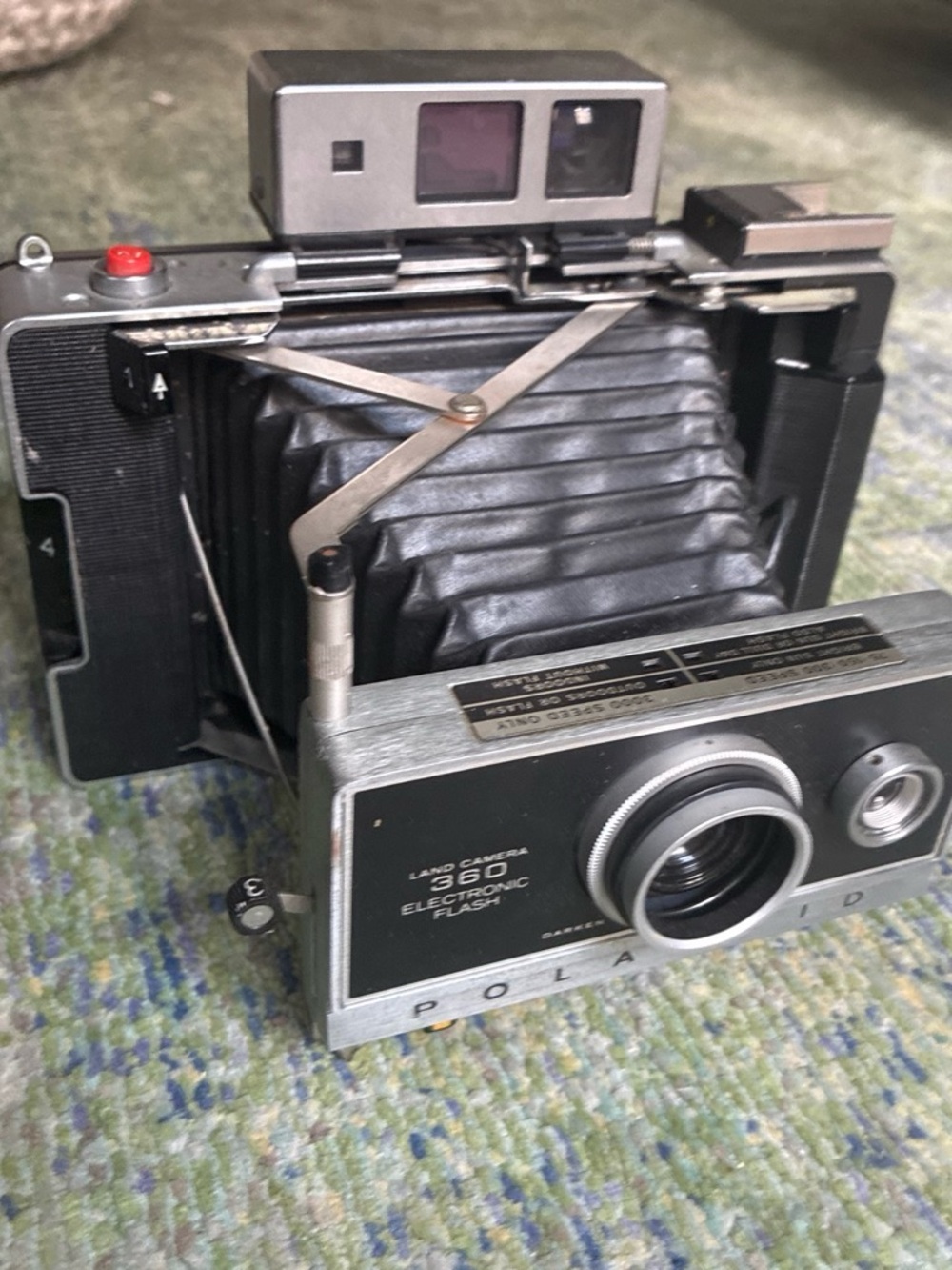 Polaroid Silver and Black Folding Land Camera 350D